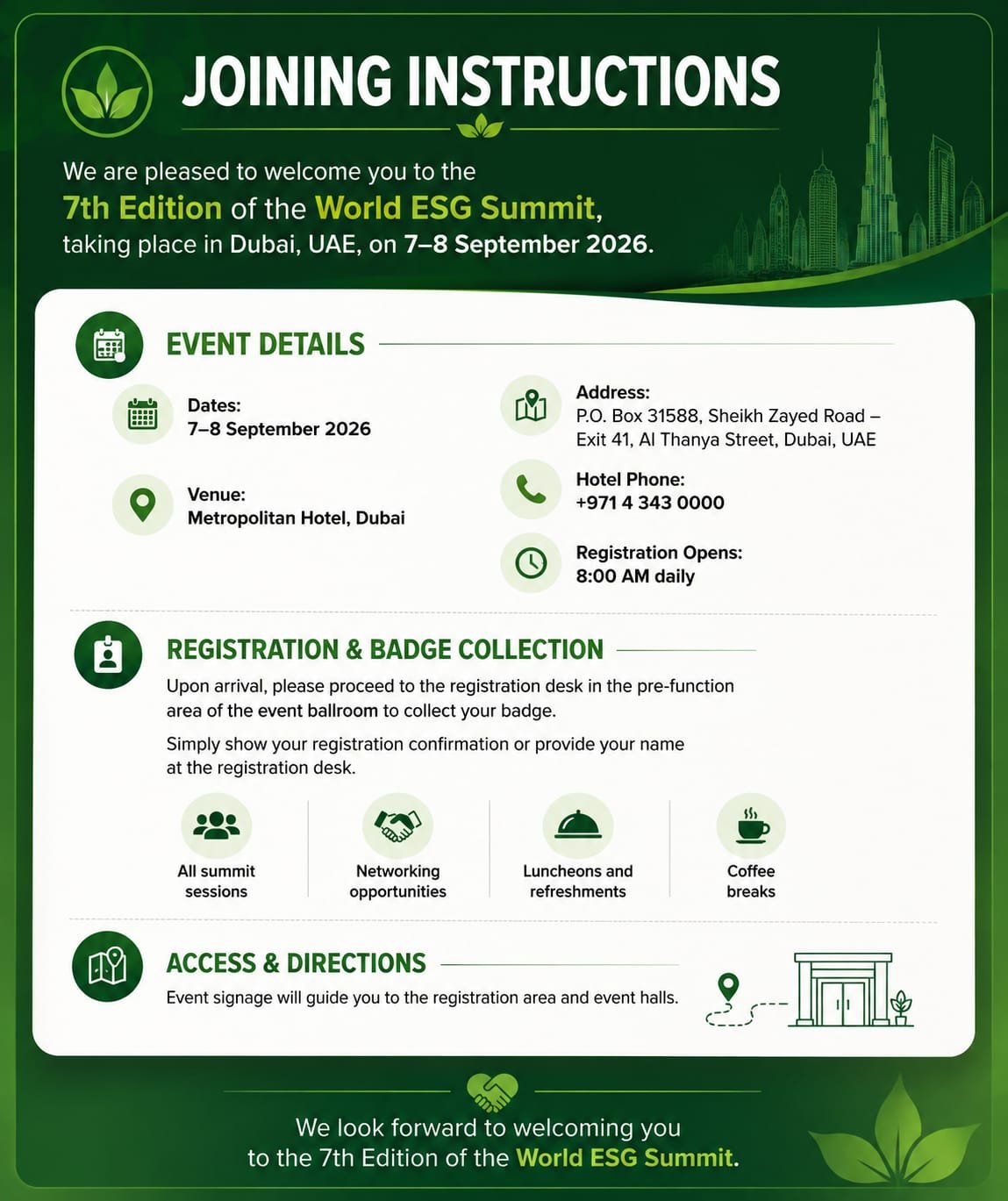 Joining Instructions - 7th Edition World ESG Summit